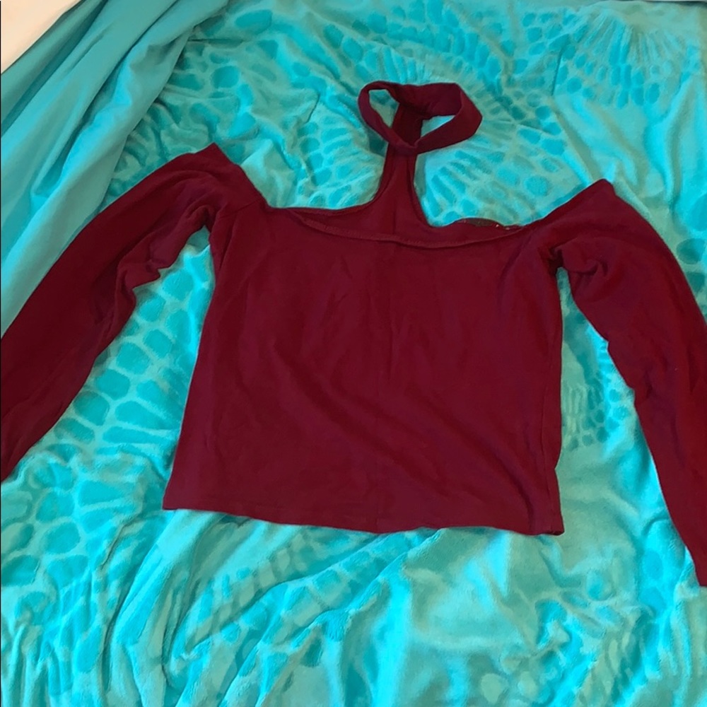 Maroon shirt with built in choker